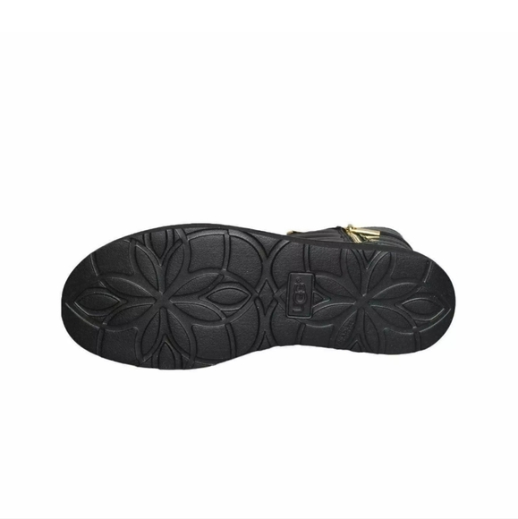 UGG Aviva Embossed Crocodile Black Leather Short Boots Woman's Size 6 Nwb - Picture 5 of 6